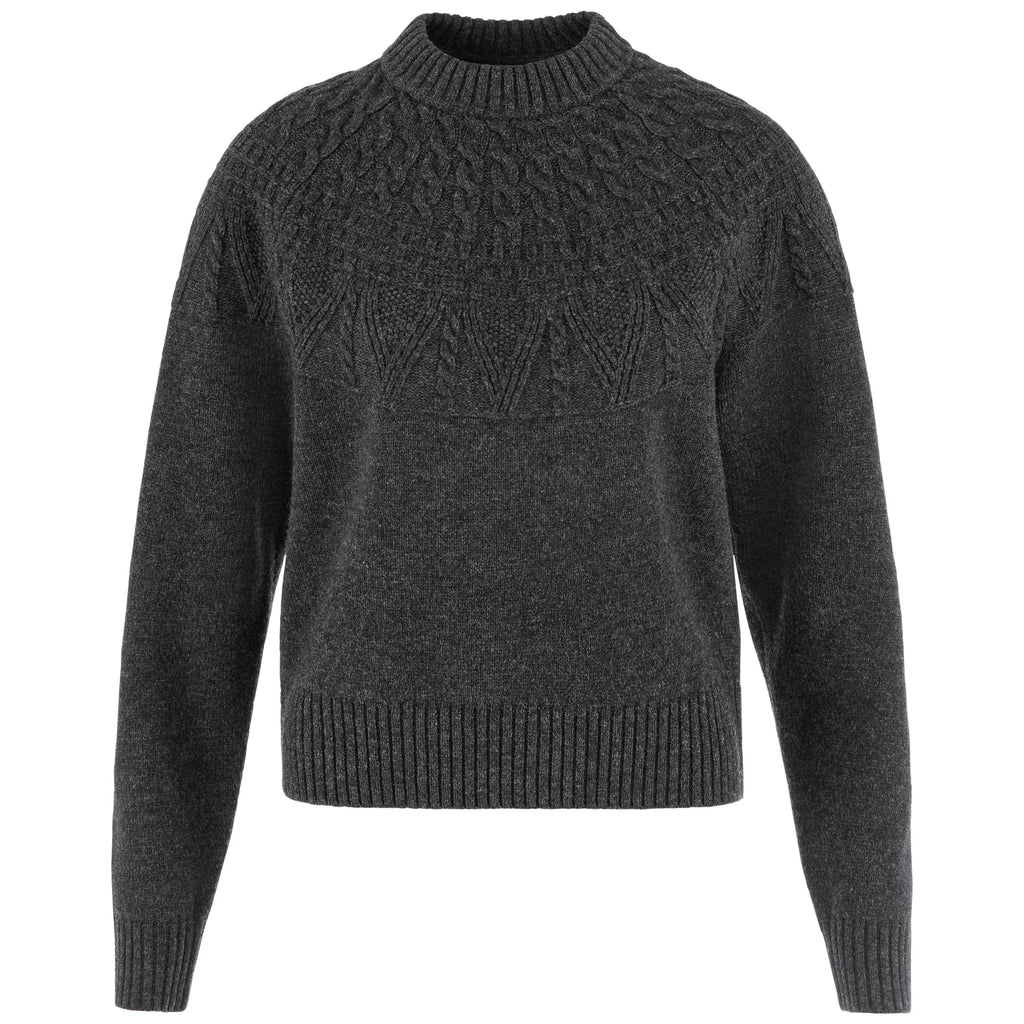 Women's Ovik Solid Jacquard Knit Sweater - Grey