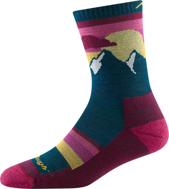 Women's Sunset Ledge Micro Crew Midweight Hiking Socks - Blue / Pink