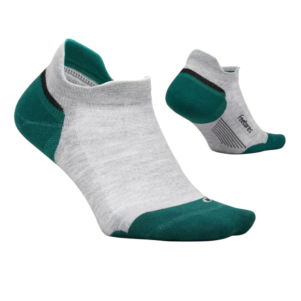 Unisex Elite Maximum Cushion No Show Tab Socks - Grey / Green