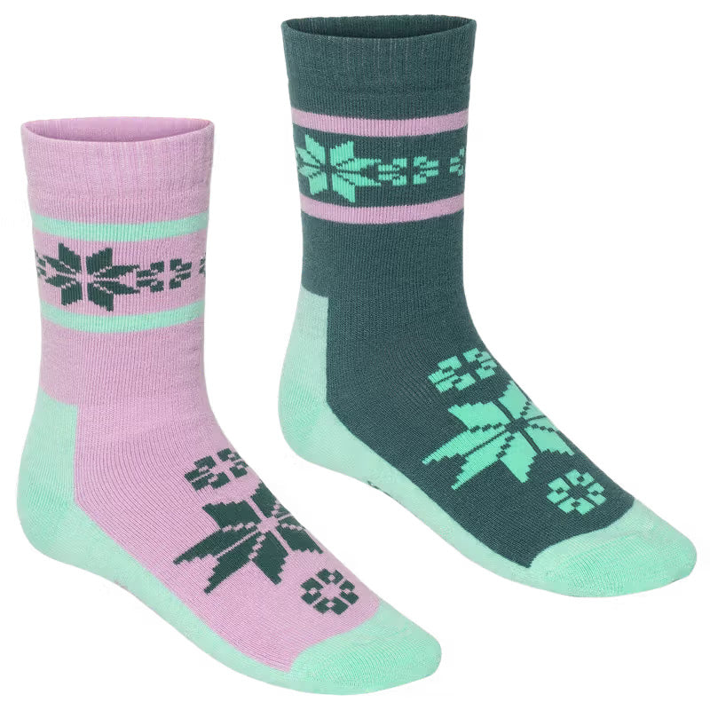Women's Rusa Wool Socks 2-Pack - Pink / Green