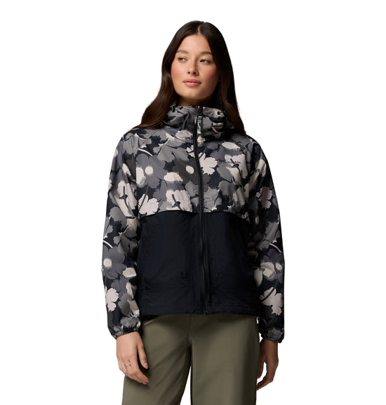 Women's Spire Valley™ Printed Hooded Windbreaker - Black