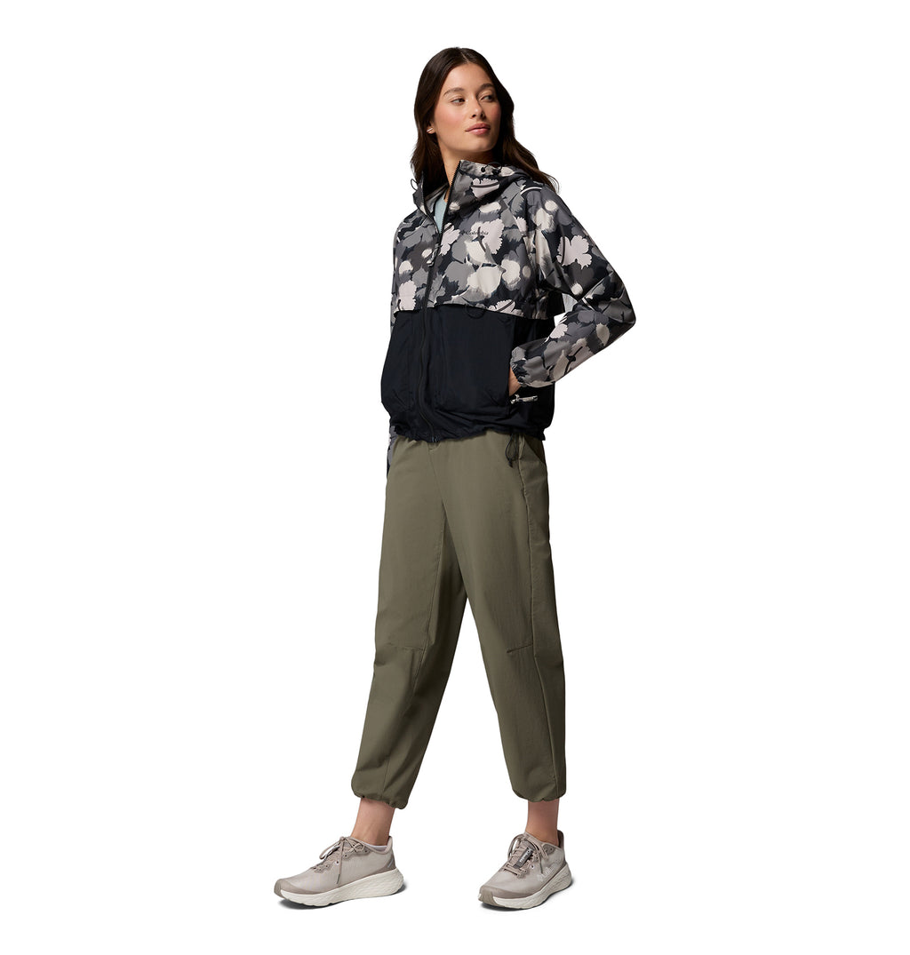 Women's Spire Valley™ Printed Hooded Windbreaker - Black