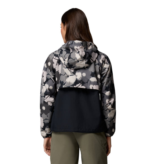 Women's Spire Valley™ Printed Hooded Windbreaker - Black