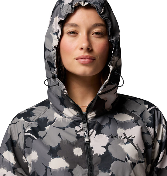 Women's Spire Valley™ Printed Hooded Windbreaker - Black