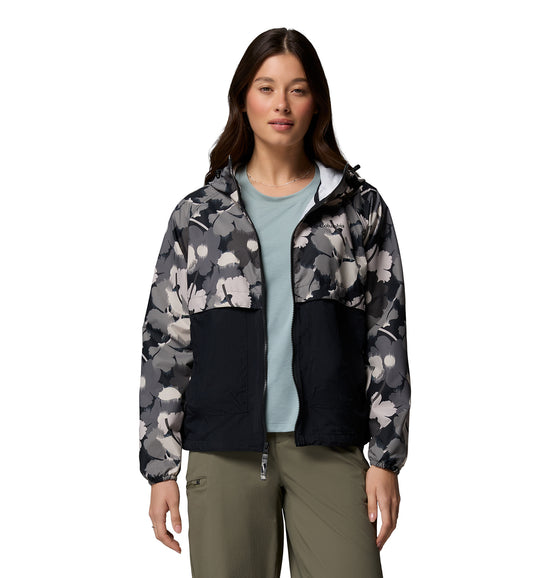 Women's Spire Valley™ Printed Hooded Windbreaker - Black
