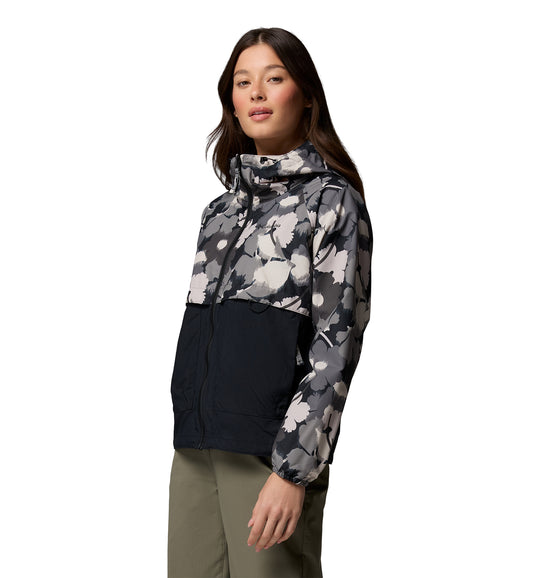 Women's Spire Valley™ Printed Hooded Windbreaker - Black