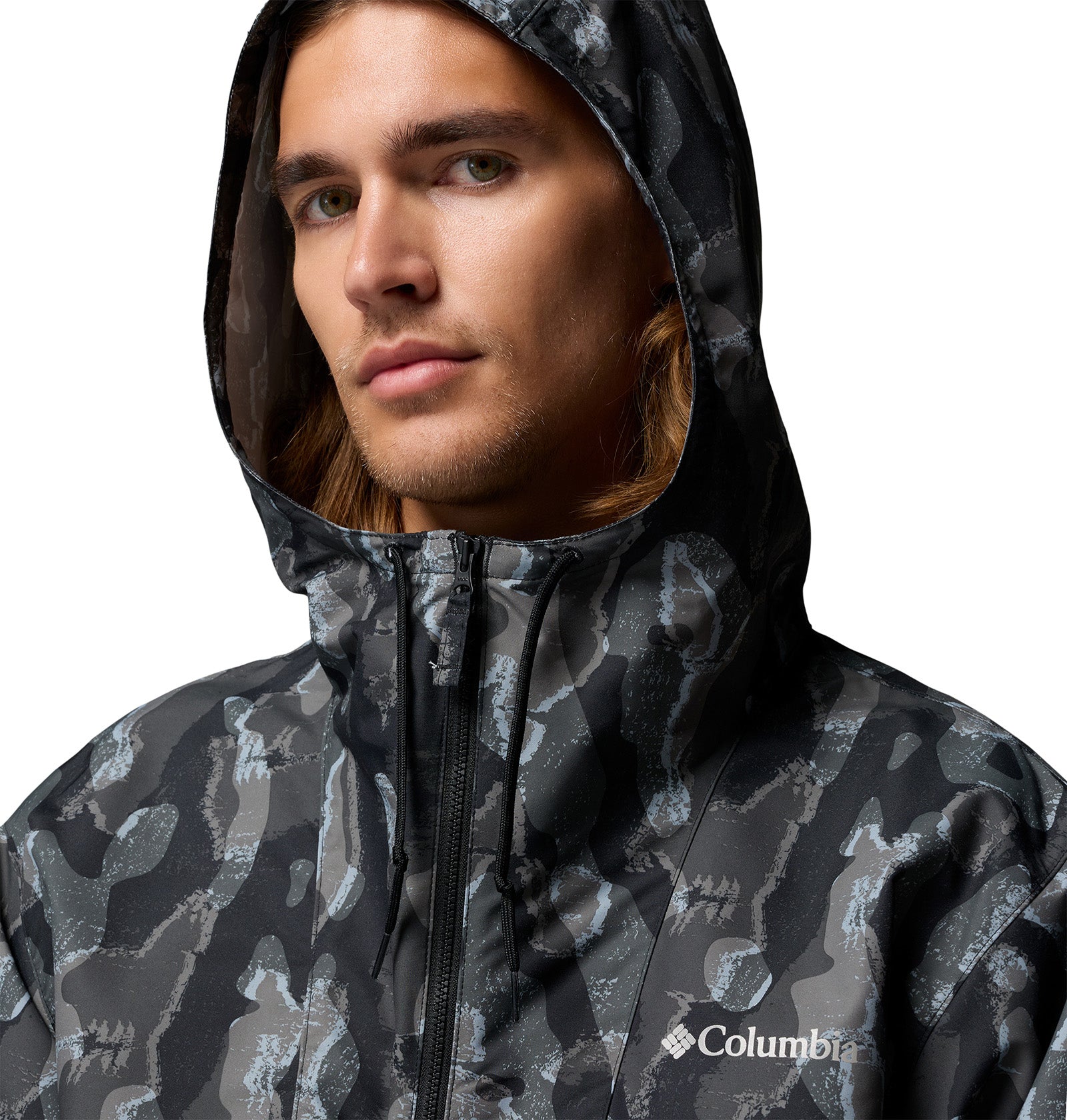 Men's Spire Valley™ Novelty Hooded Windbreaker - Black