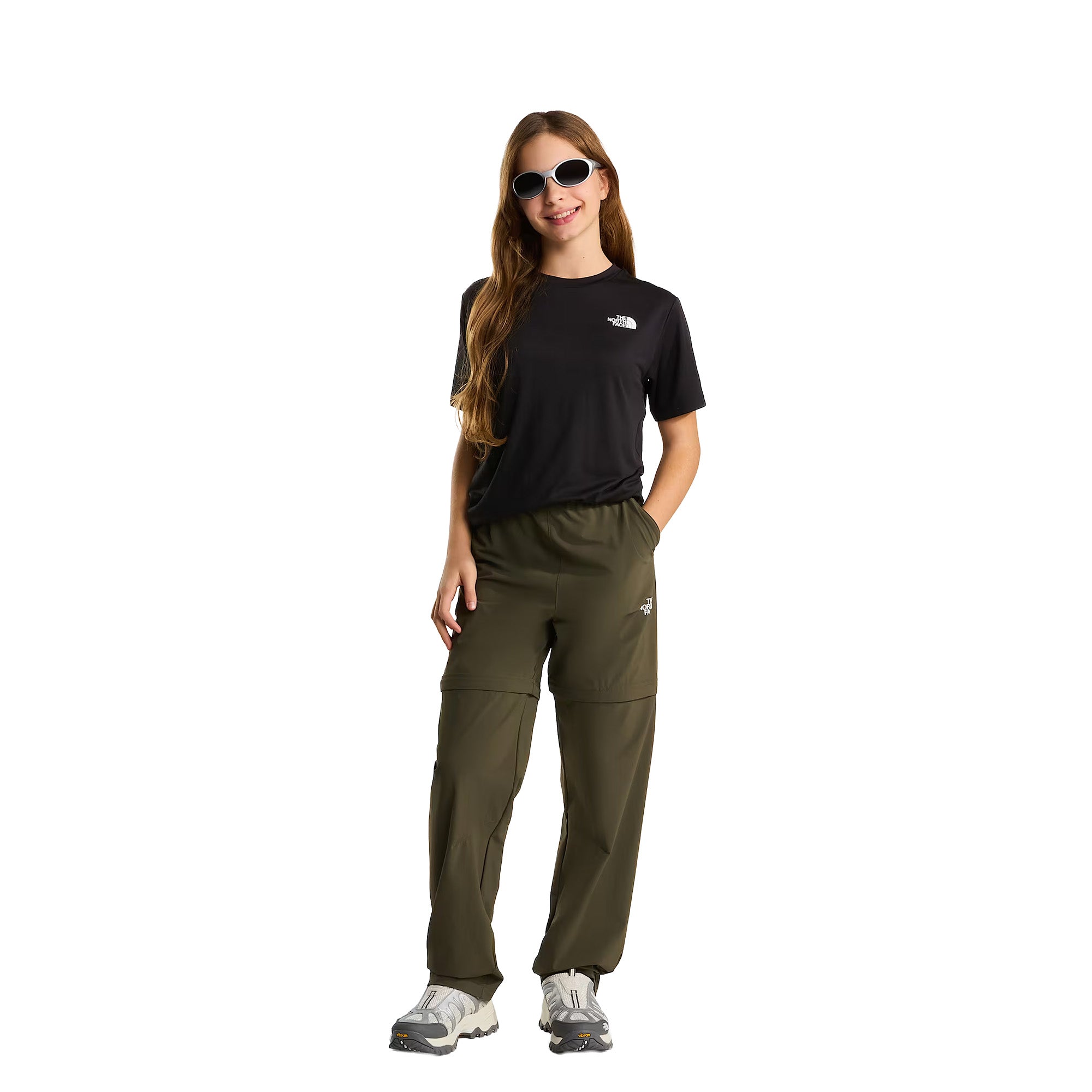 Teens' Lightweight Convertible Hiking Trousers - Green