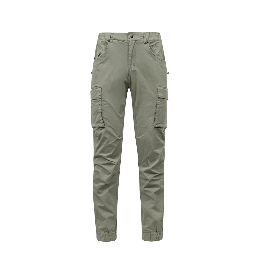 Green cargo pants on a white background