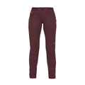 Maroon pants with yellow accents on a white background