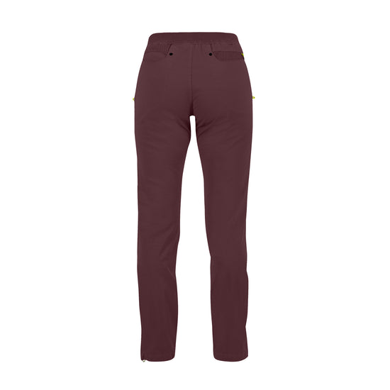The back of some maroon pants on a white background