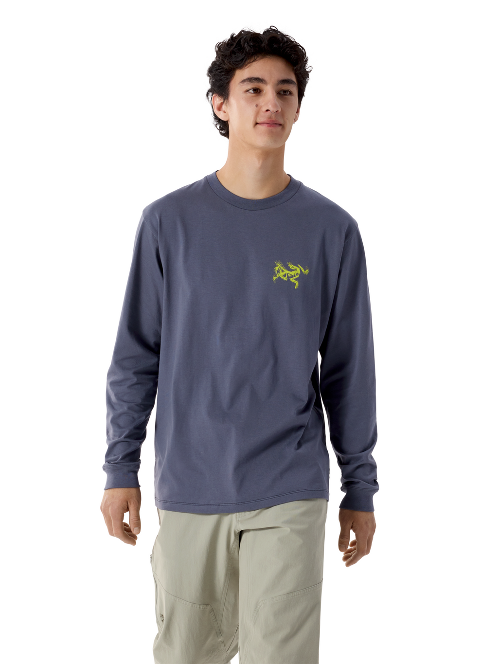 Men's Kragg SL Cotton Bird Tile Long-Sleeve Shirt - DK Stratus / Euphoria