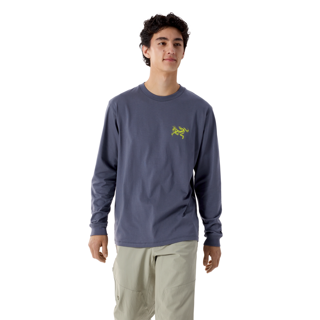 Men's Kragg SL Cotton Bird Tile Long-Sleeve Shirt - DK Stratus / Euphoria
