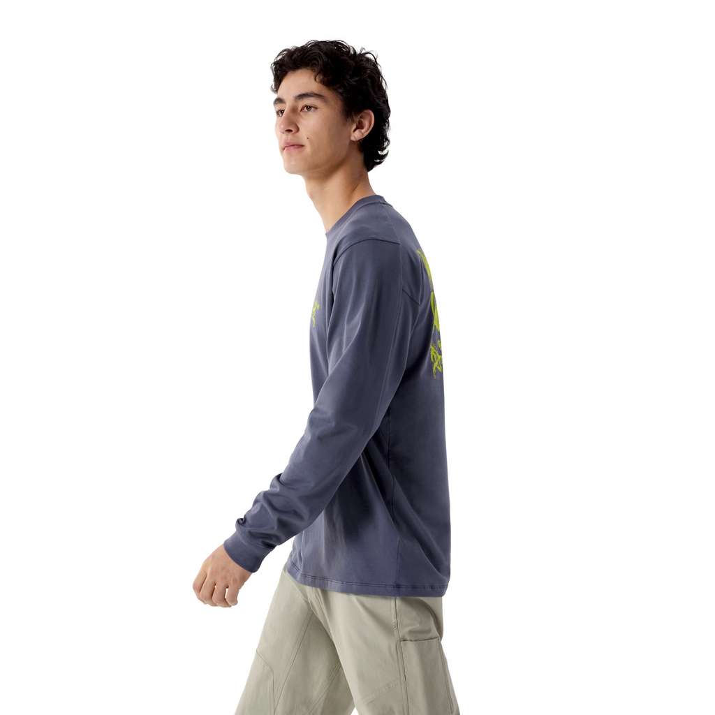 Men's Kragg SL Cotton Bird Tile Long-Sleeve Shirt - DK Stratus / Euphoria
