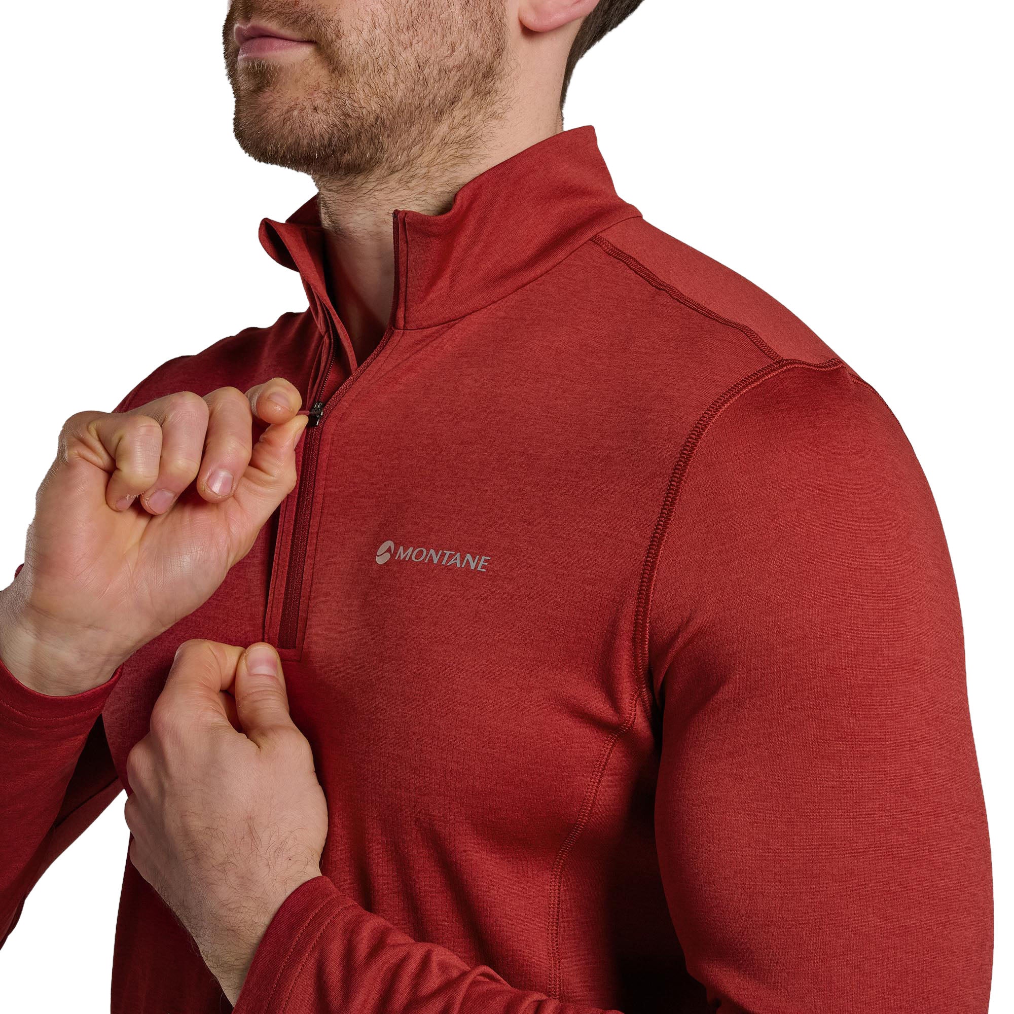 Men's Dart Zip Neck T-Shirt - Red