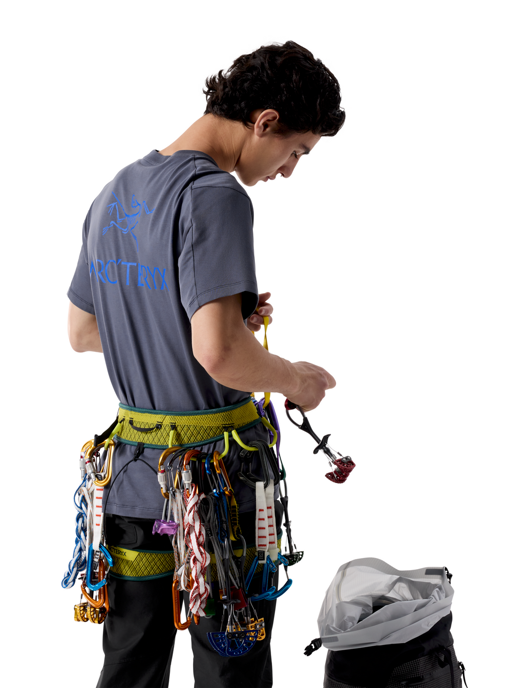 Men's Kragg SL Cotton Bird Word Short-Sleeve T-Shirt - DK Stratus / Fluidity