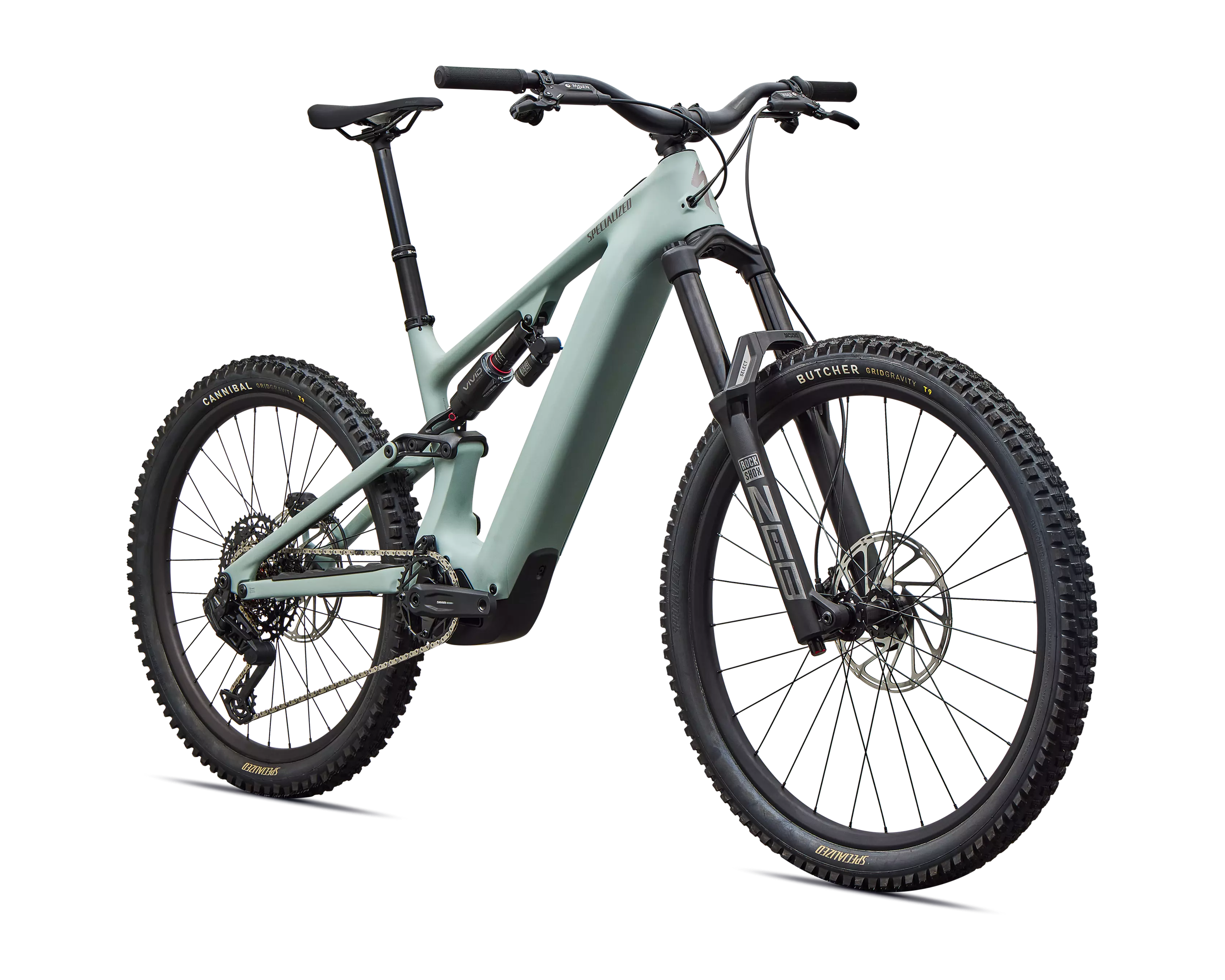 Green electric bike on a white background