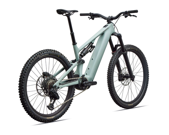 Grey mountain bike on a white background