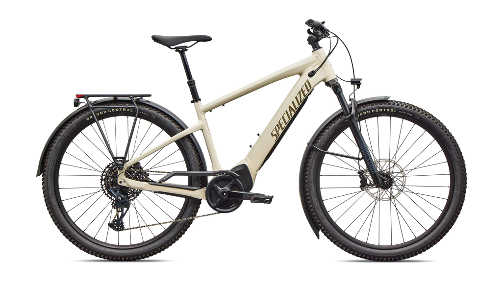 Beige Specialized electric bike on a white background