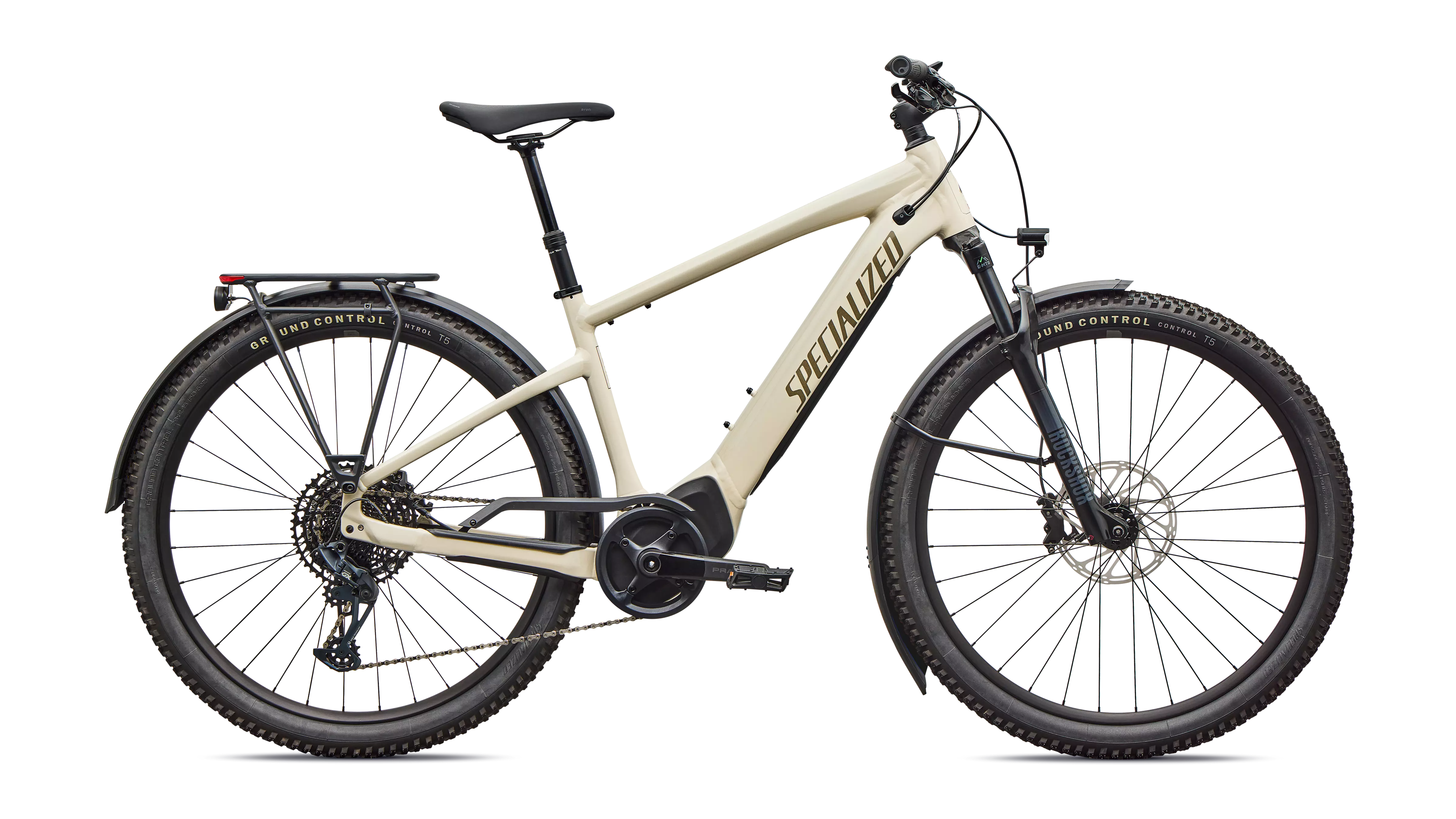 Beige Specialized electric bike on a white background