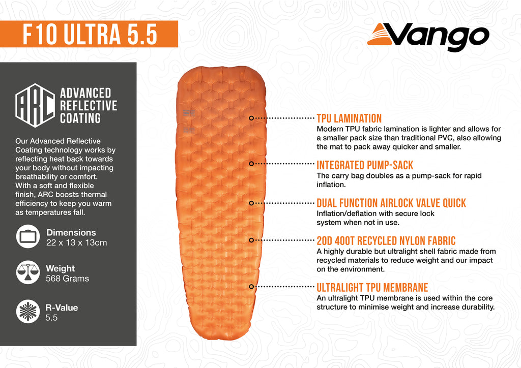 Force 10 Ultra 5.5 Sleeping Mat - Orange