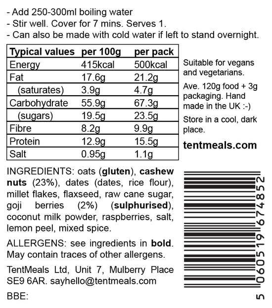 Cashew and Goji Berry Breakfast - 500 kcal