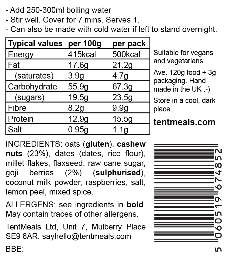 Cashew and Goji Berry Breakfast - 500 kcal