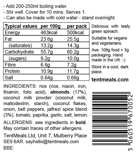 Almond Jalfrezi Main Meal - 500 kcal