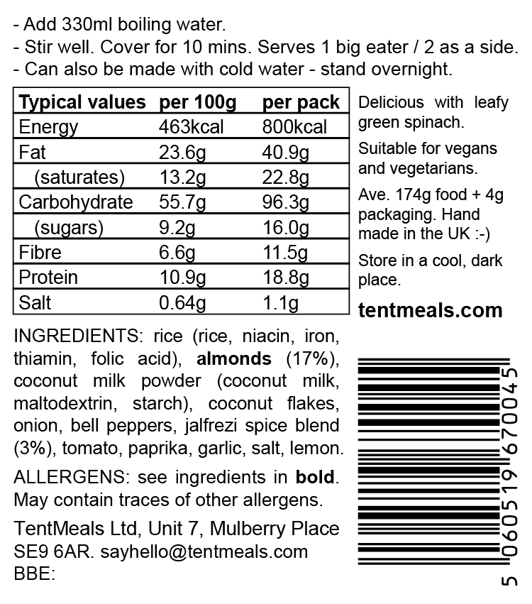 Almond Jalfrezi Main Meal - 800 kcal