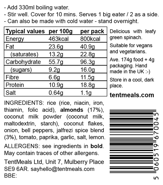 Almond Jalfrezi Main Meal - 800 kcal