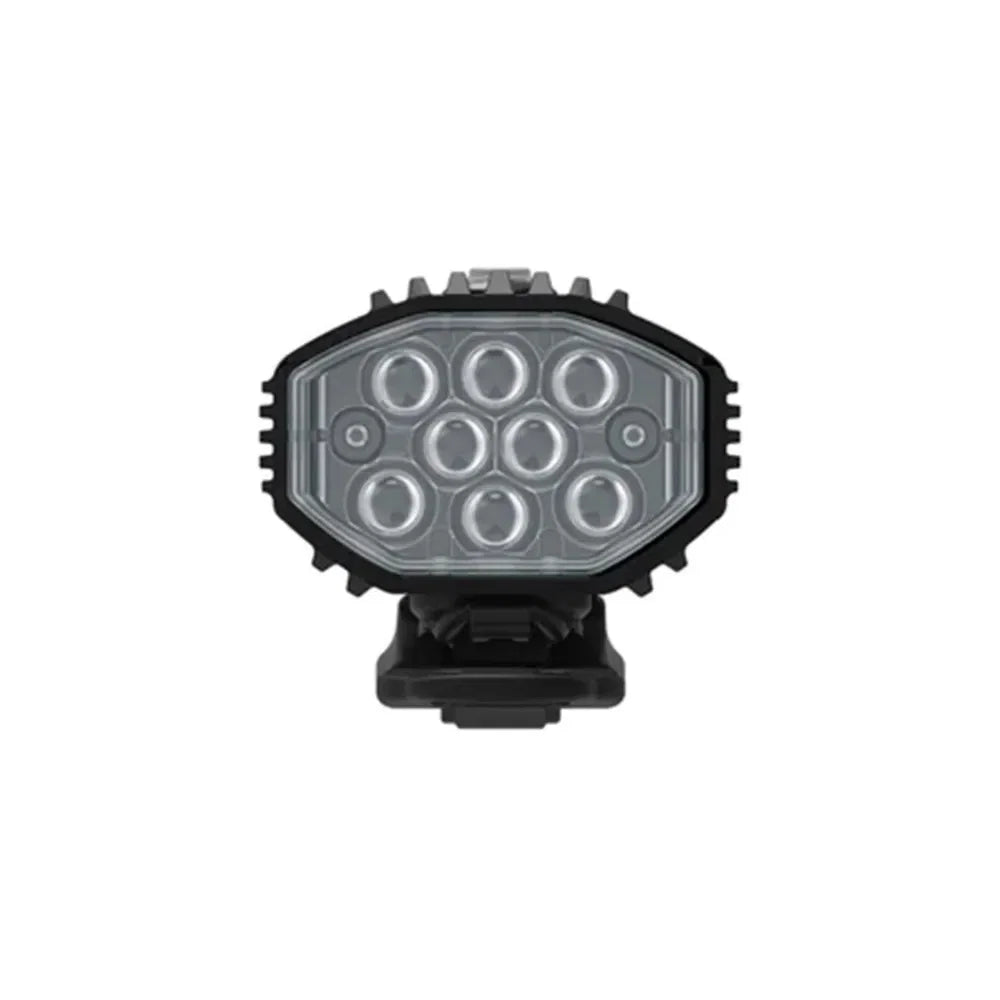 Black LED bike light on a white background