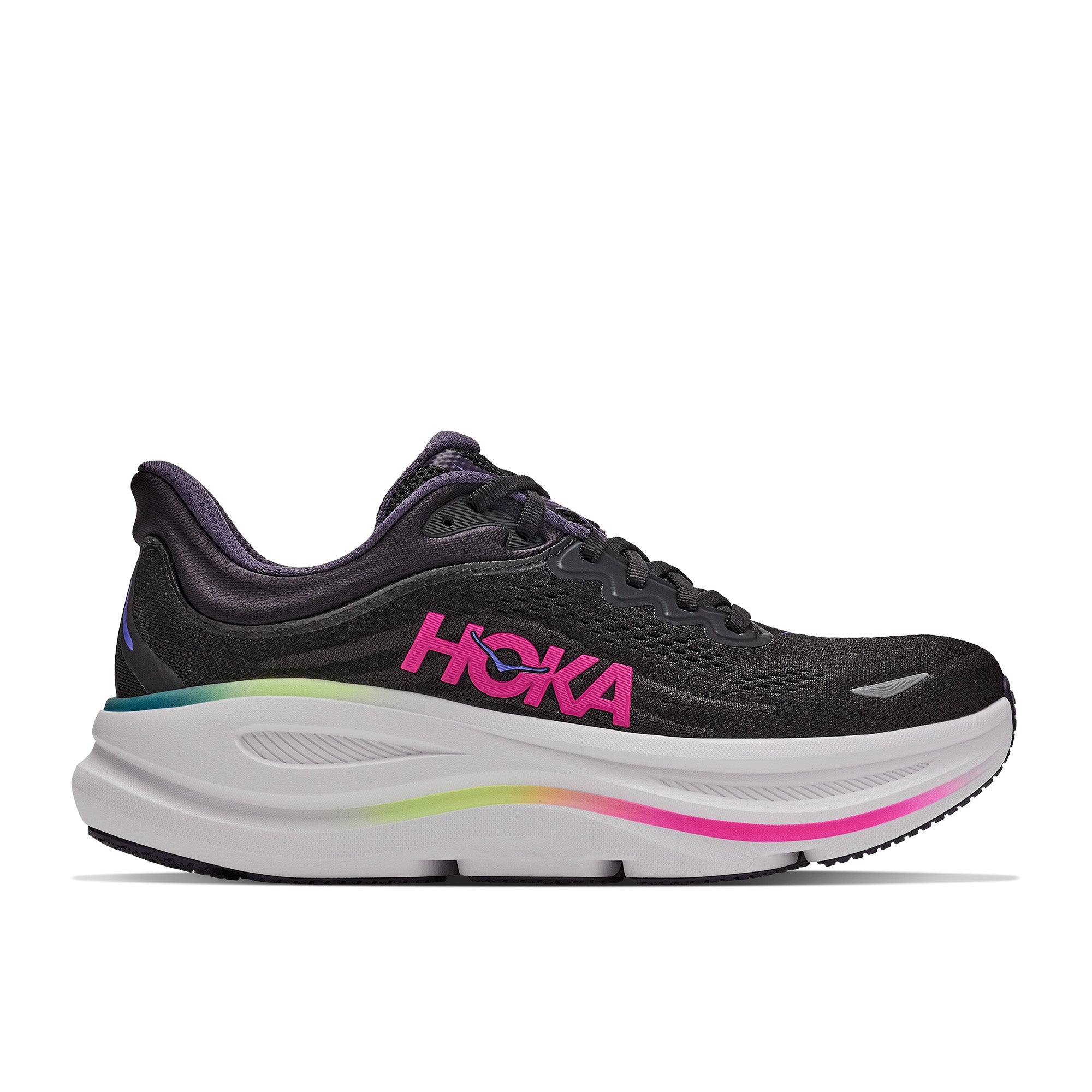 Women's Bondi 9 Road Running Shoes - Black / Neon