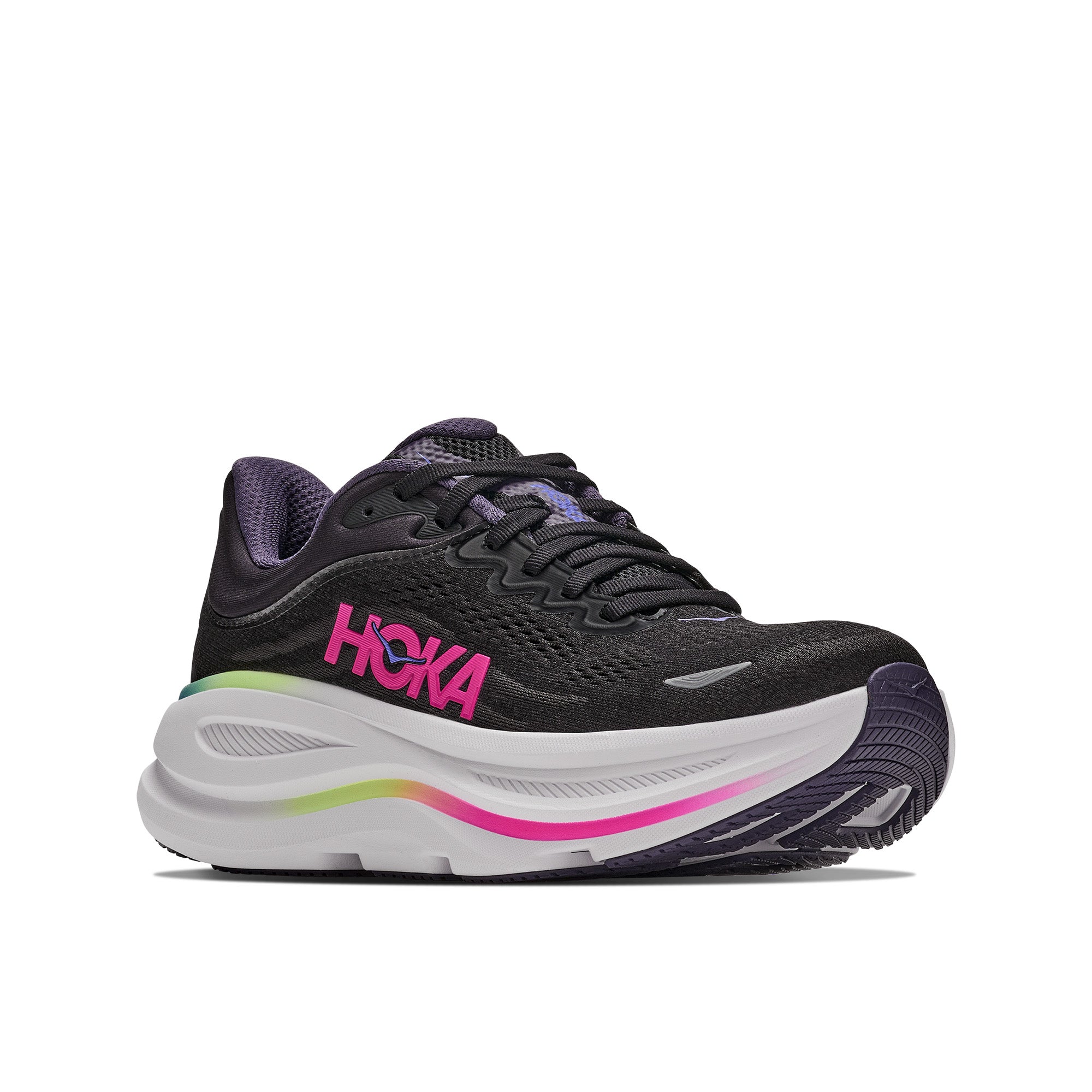 Women's Bondi 9 Road Running Shoes - Black / Neon