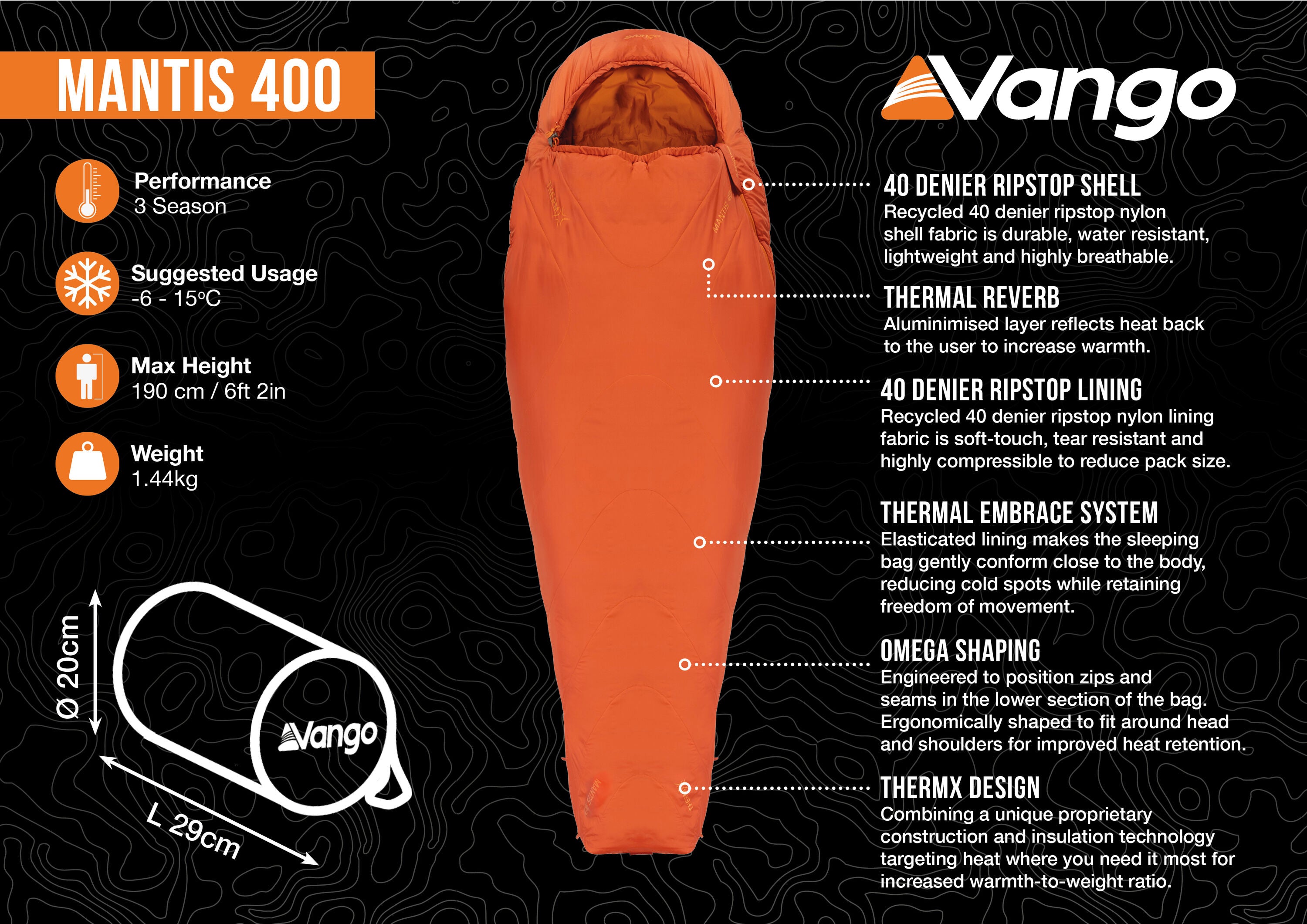 Mantis 400 Sleeping Bag - Red