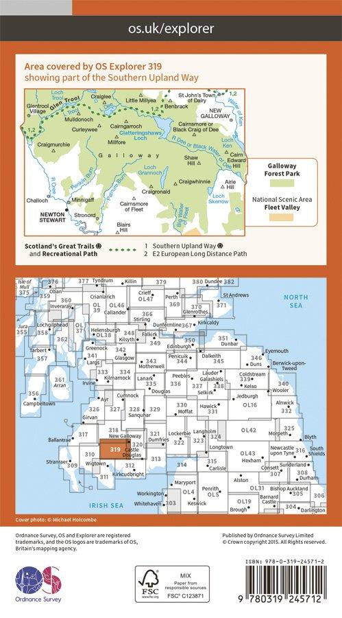 Explorer 319 1:25000 Galloway Forest Park South, Dumfries & Galloway