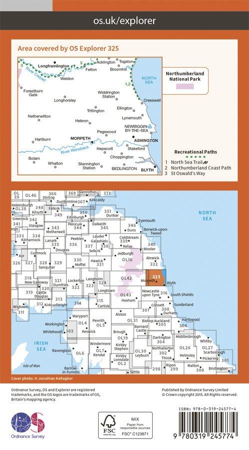 Explorer 325 1:25000 Morpeth & Blyth, Northumberland