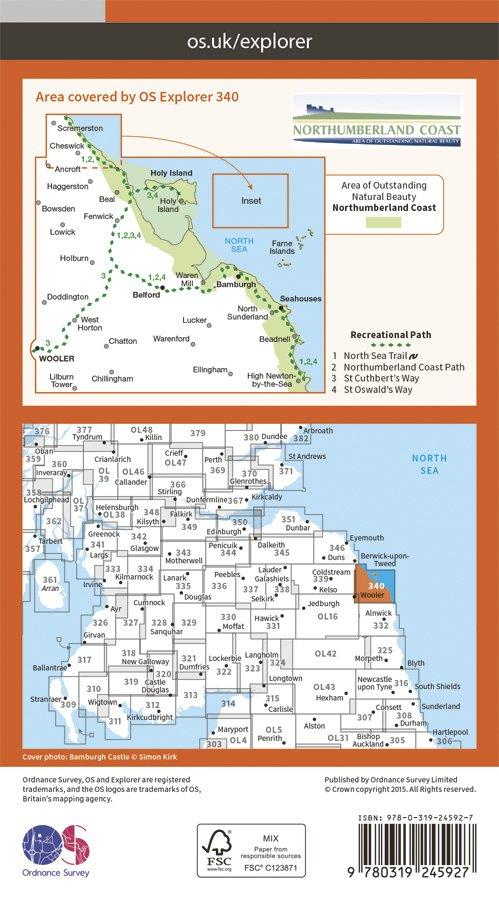 Explorer 340 1:25000 Holy Island & Bamburgh, North Ayrshire