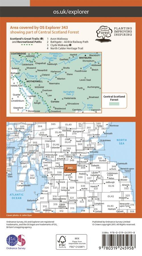 Explorer 343 1:25000 Motherwell & Coatbridge, Lanarkshire