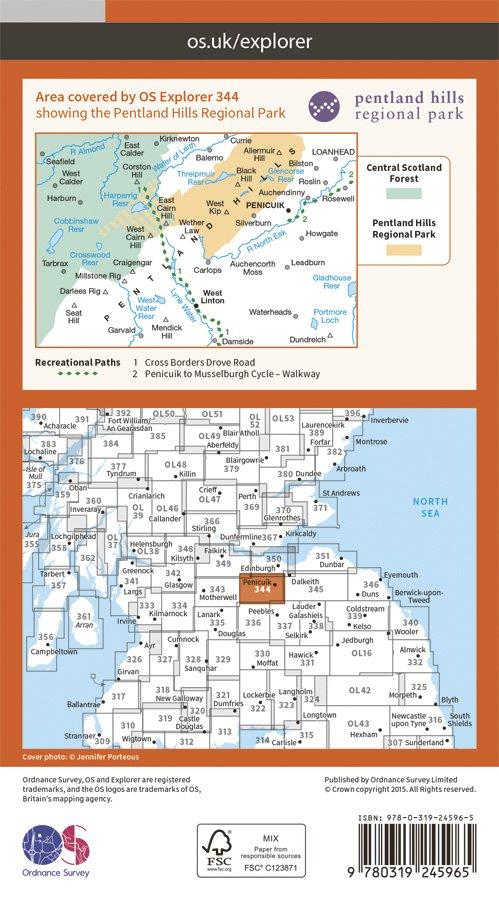 Explorer 344 1:25000 Pentland Hills, Edinburgh