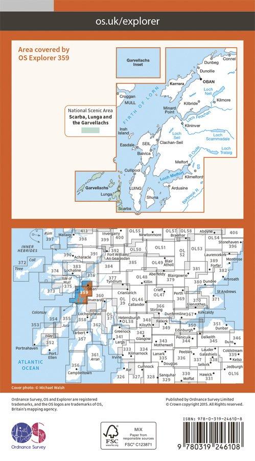 Explorer 359 1:25000 Oban, Kerrera & Loch Melfort, Argyll & Bute