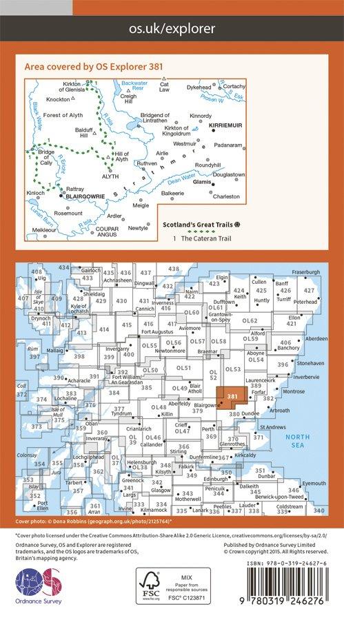 Explorer 381 1:25000 Blairgowrie, Kirriemuir & Glamis