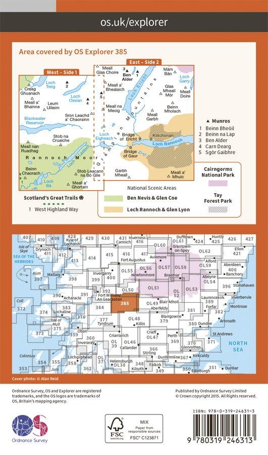 Explorer 385 1:25000 Rannoch Moor & Ben Alder