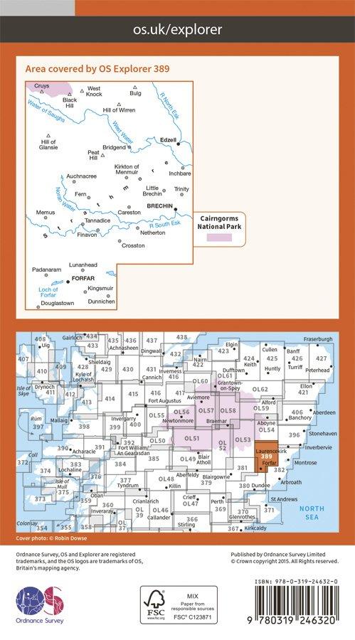 Explorer 389 1:25000 Forfar, Brechin & Edzell