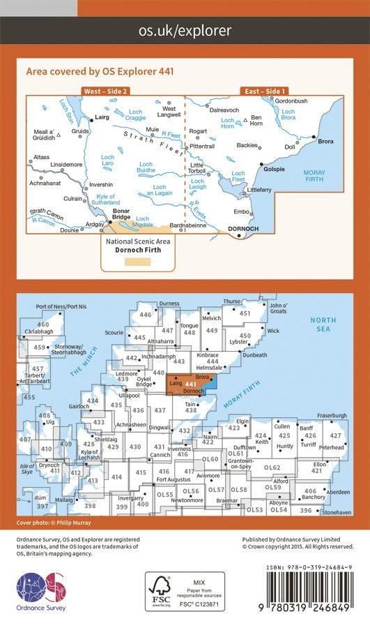 Explorer 441 1:25000 Lairg, Bonar Bridge & Golspie