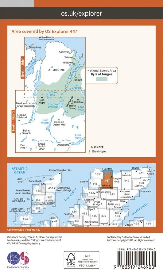 Explorer 447 1:25000 Ben Hope, Ben Loyal & Kyle of Tongue