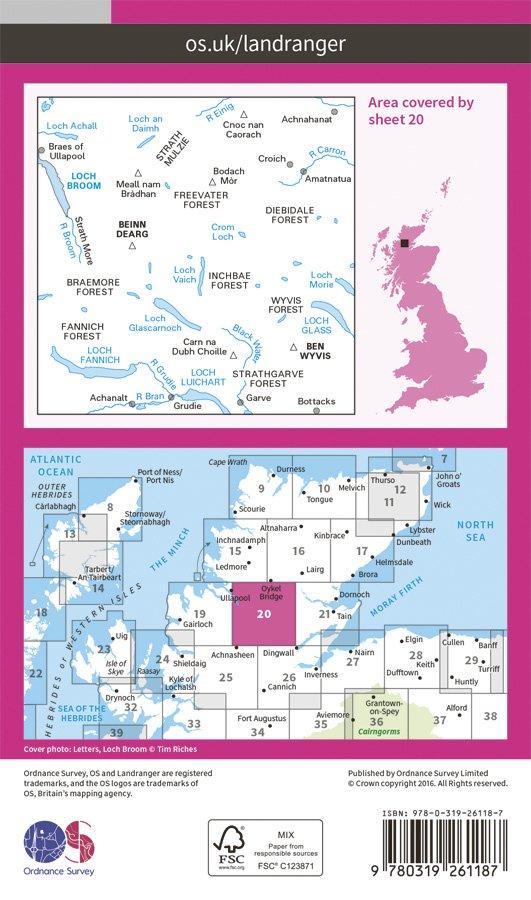 Landranger 20 1:50000 Beinn Dearg & Loch Broom