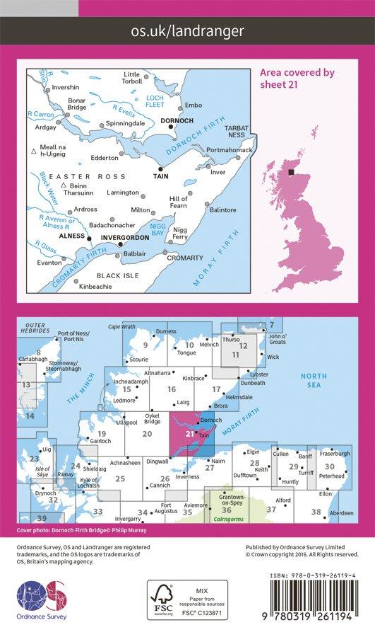 Landranger 21 1:50000 Dornoch & Alness