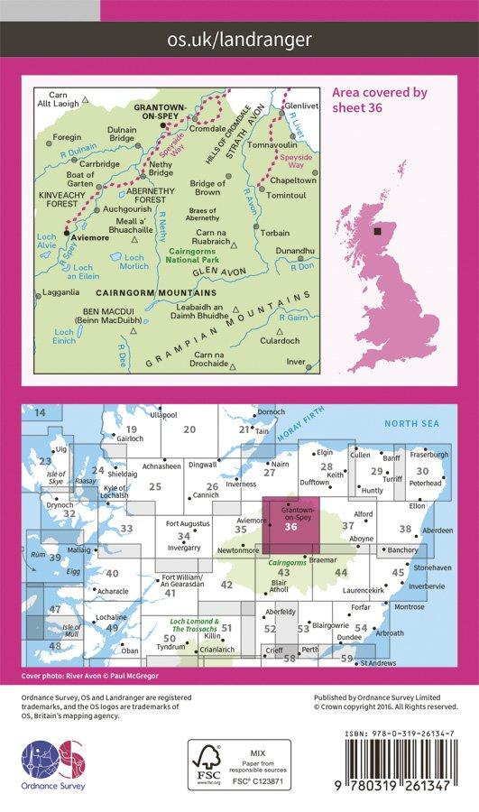 Landranger 36 1:50000 Grantown & Aviemore