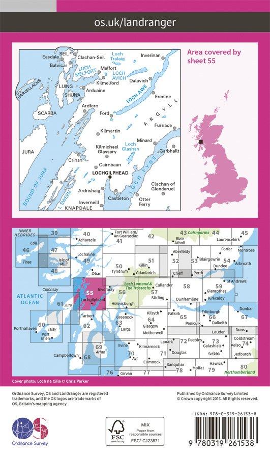 Landranger 55 1:50000 Lochgilphead & Loch Awe
