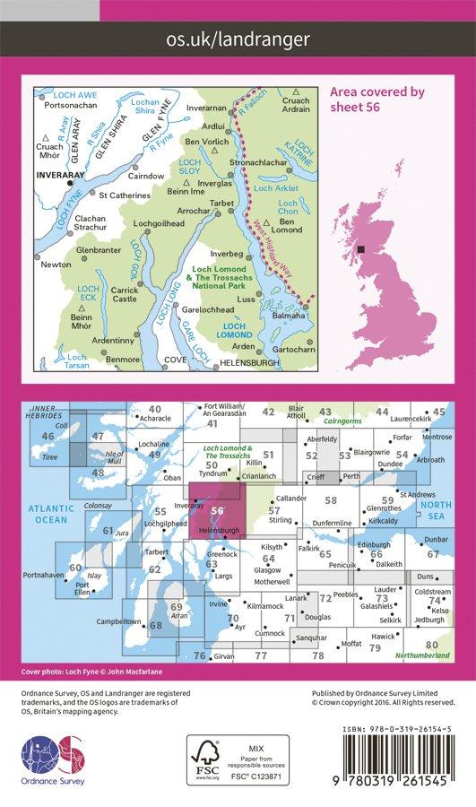 Landranger 56 1:50000 Loch Lomond & Inveraray